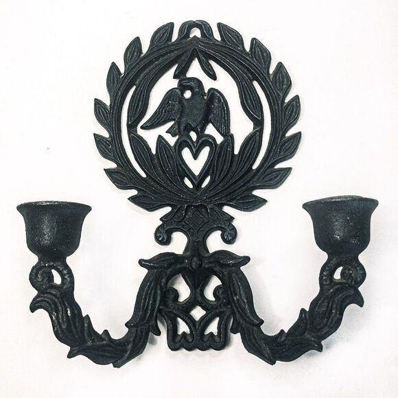 VTG Federalist Eagle Cast Iron Wall Sconce - Picture 2 of 10